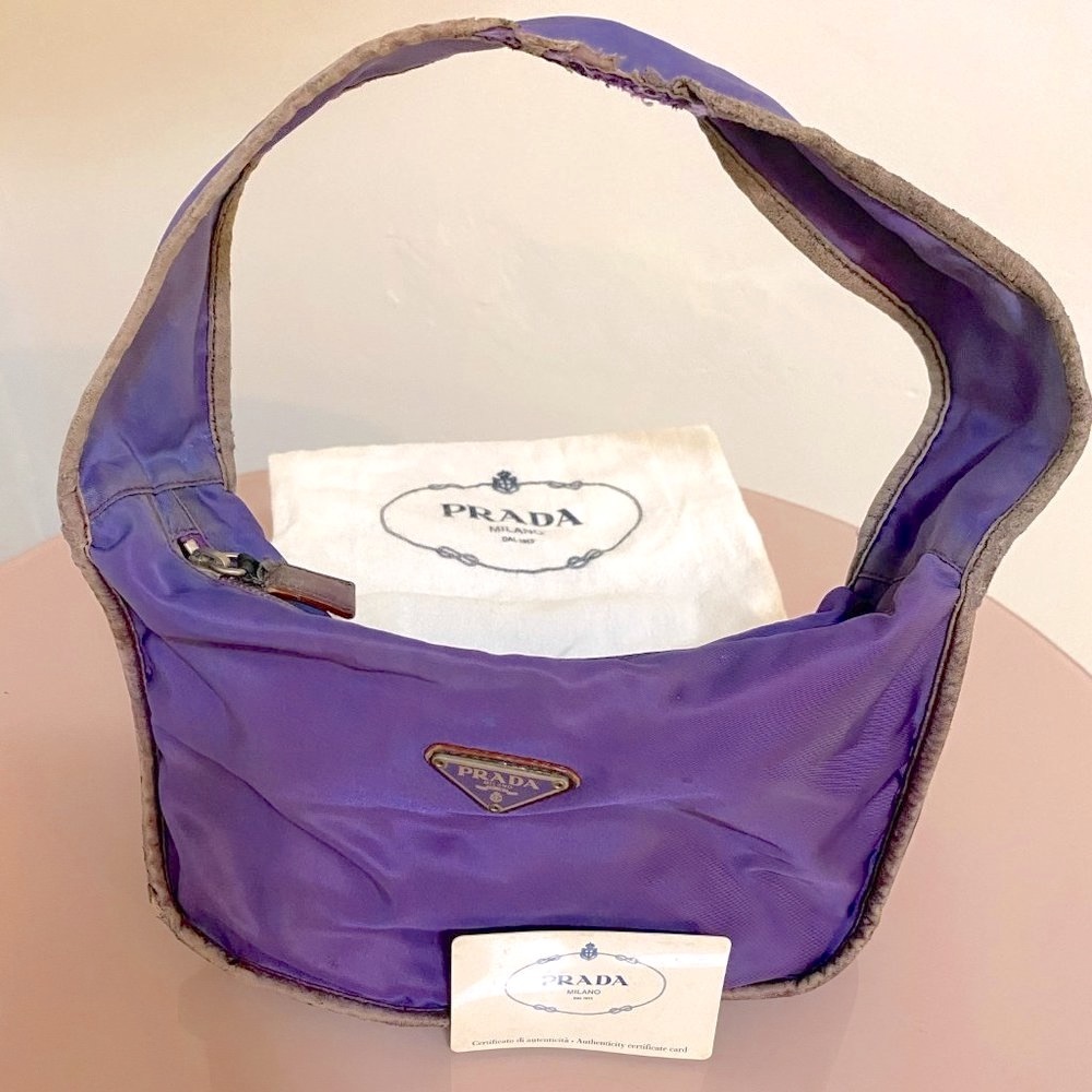 Vintage & Rare Purple Prada Tessuto Egg Fabric Bag - Picture 6 of 16